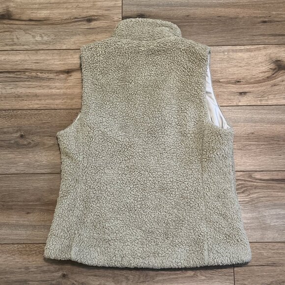 Women's Patagonia Los Gatos Vest SZ Large Tan Full Zip Sherpa Fleece Pockets - Picture 10 of 11